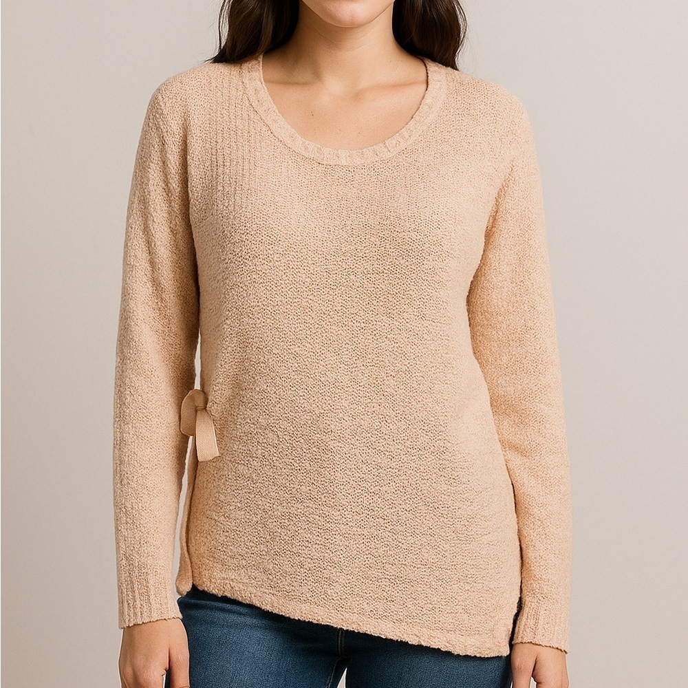 Black Swan Peach Crochet Open Knit Sweater XS | Hand Crafted Coquette Cottage